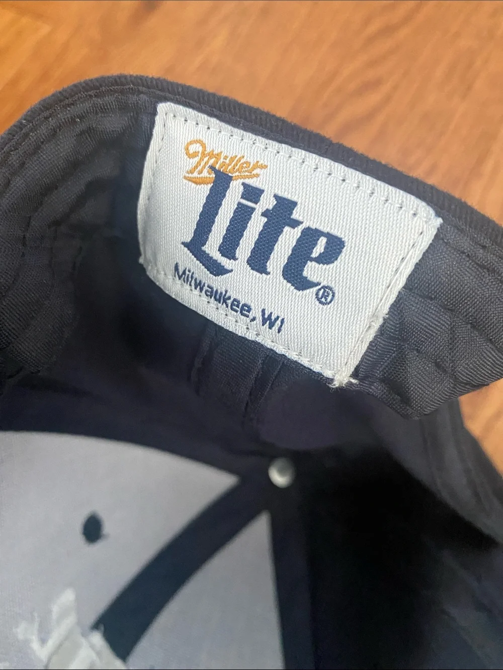 ACME Miller Lite Black Baseball Cap with White Embroidered Logo